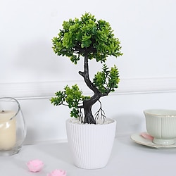 Image of pianta in vaso di pianta verde foglia di ginkgo artificiale realistica Lightinthebox