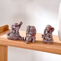 Image of Decorazione da tavolo in resina da 3 pezzi raffigurante un elefante che pratica yoga - dipinta a mano, ideale per gli appassionati di yoga come ornamento decorativo da tavolo Lightinthebox