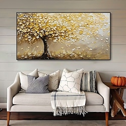 Light in the box handgemaakte olieverf canvas kunst aan de muur decoratie gouden boom landschap voor huisdecoratie gerold frameloos ongerekt schilderij