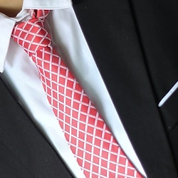 Image of Cravatta da uomo 1 pezzo, larghezza griglia rosa, 8 cm, cravatta da sposo, sposo, cravatta da manager aziendale Lightinthebox