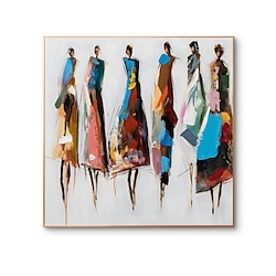 Light in the box handgeschilderd canvas schilderij kleurrijke groep dames abstracte originele getextureerde muur kunst decor voor woonkamer uitgerekt frame klaar om op te hangen of ingelijst
