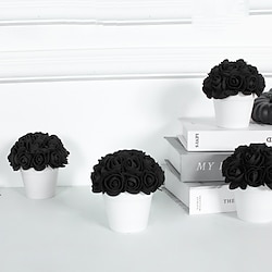Image of Mini pianta in vaso con rosa artificiale nera per un'elegante decorazione domestica Lightinthebox