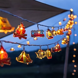 Image of Luci della stringa da 2 m Luci della stringa da campeggio a forma di lanterna del Ramadan, luci della stringa del manubrio della tenda camper, luci della stringa decorative per i festival Decorazione dell'atmosfera del Ramadan, decorazione della casa Ligh