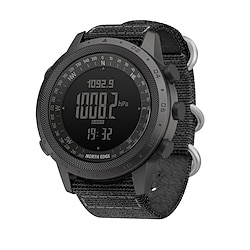 NORTH EDGE Men Digital Watch Outdoor Sports Tactical Casual Compass Altimeter Luminous Stopwatch Silicone Nylon Strap Watch