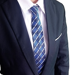 Image of Cravatta da uomo 1 pezzo larghezza 8 cm cravatta da sposo scozzese blu da sposo cravatta da manager aziendale Lightinthebox
