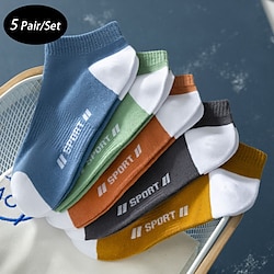 Voor heren 5 stuks Multi-pakketten Sokken Enkelsokken Lage Sokken Regenboog Kleur Kleurenblok Sport Voor heren 5 stuks Multi-pakketten Sokken Enkelsokken Lage Sokken Regenboog Kleur Kleurenblok Sport