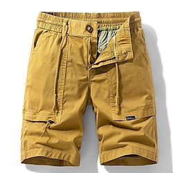 Men's Tactical Shorts Cargo Shorts Shorts Pocket Drawstring Elastic Waist Plain Wearable Short Outdoor Daily Camping  Hiking 100% Cotton Fashion Classic Black Yellow