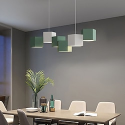 Light in the box led-hanglamp voor eetkamer, kantoor, woonkamer, moderne kubus dimbare led-hanglamp 6 lampen, hedendaagse geometrische kroonluchter