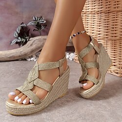 Image of sandali con zeppa da donna sandali con plateau scarpe estive con cinturino alla caviglia comode vacanze albicocca nero Lightinthebox