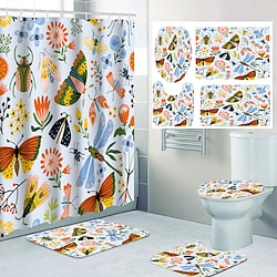 Image of tenda da doccia decorativa per il bagno con ganci set di tende da doccia in tessuto impermeabile con confezione da 12 ganci in plastica Lightinthebox