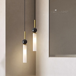 Light in the box led-hanglamp cylina-vorm marmeren messing hanglamp, driekleurige lichthanglamp met g9-lichtbron, eenvoudige Italiaanse kroonluchter, plafondverlichtingsarmaturen voor de woonkamer