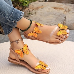 Image of sandali piatti da donna con decorazioni a farfalla scarpe estive casual con punta ad anello sandali leggeri con fascia elastica sandali da spiaggia Lightinthebox