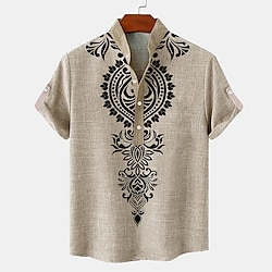 Voor heren linnen overhemd Henley-shirt retro-overhemden Vintage overhemd Etnisch shirt Etnisch Vaka Voor heren linnen overhemd Henley-shirt retro-overhemden Vintage overhemd Etnisch shirt Etnisch Vaka