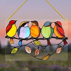 Image of Acchiappasole per uccelli in vetro colorato da appendere alla finestra - finiture in vetro acrilico acchiappasole - arrossoamento da giardino, regalo squisito per gli amanti degli uccelli - decorazione Lightinthebox