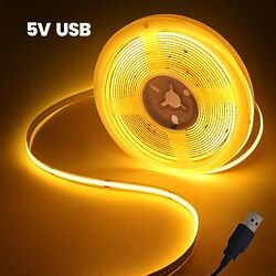 DC 5V USB COB Strip 320Leds/m Flexible Ribbon Rope Strip Light Warm White Natural White Night Lamp TV Backlight LED Strip 1m 2m 3m 4m 5m Home Decor