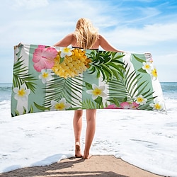 Light in the box strandlaken 100% microvezel tropische bloemen zomerserie 35x70, grote zwemhanddoek voor tieners, volwassenen, sneldrogend, absorberend, zacht, veelzijdig voor reizen, bad en zwembad