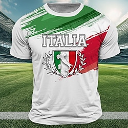 Italia Outdoor Athleisure Men's 3D Print T shirt Tee T shirt White Short Sleeve Crew Neck Shirt Summer Spring Clothing Apparel S M L XL XXL XXXL