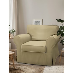 Ektorp 1 Seat Cotton Twill Armchair Cover Regular Fit with Piping Machine Washable IKEA Ektorp Series