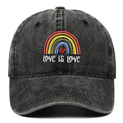 Men's Baseball Cap Sun Hat Trucker Hat Black Pink 100% Cotton Embroidered Fashion Casual Street Daily Rainbow Adjustable Sunscreen Breathable