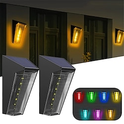 Image of Lampada da parete solare RGB da 2 pezzi, lampada da parete impermeabile per esterni, per l'arredamento del balcone, giardino, strada, paesaggio Lightinthebox