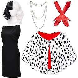 Retro vintage Cosplay kostuum Outfits Cosplay Pruiken Tot de knie Cruella De Vil Polka dots Halloween Carnaval Maskerade Feestje / cocktail Fancy feest Volwassenen Alle seizoenen Lightinthebox