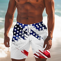 Voor heren Vlag Amerikaanse vlag Nationale vlag Zwembroek Boardshorts Korte broek Medium Taille Modieus Streetwear Hawaii Casual Dagelijks Feestdagen Zak Trekkoord Elastische taille Ontwerper Kleding Lightinthebox