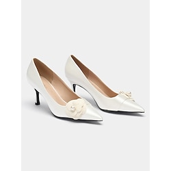 Image of eleganti tacchi alti bianchi da donna - scarpe da sposa a punta con dettagli floreali e perle Lightinthebox