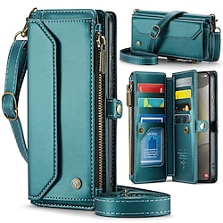 Phone Case For Samsung Galaxy S24 Ultra S24 Plus S24 Wallet Case with Wrist Strap Card Slot Shockproof Retro