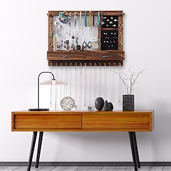 Image of Espositore per gioielli a parete con cassetto in legno massello per collana, orecchini, bracciale, contenitore per gioielli Lightinthebox