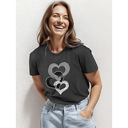 100% Cotton Heart Graphic Print Women's Casual Daily T shirt Short Sleeve Crew Neck T shirt Outdoor