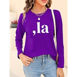 Women's T shirt Tee Camala Daily Casual Long Sleeve Purple Spring Fall