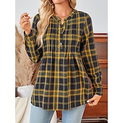 Women's Blouse Daily Casual Long Sleeve Yellow Spring Fall