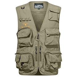 Graphic Cow Men's Tactical Vest Coat Photographer Waistcoat Mesh Multi Pockets Fishing Jacket Quick Dry Sleeveless Jacket Camping Hunting Double Layered Removable Back Gilet