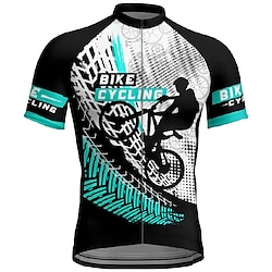 Men's Cycling Jersey Short Sleeve Bike Tee Tshirt Jersey with 3 Rear Pockets Mountain Bike MTB Breathable Quick Dry Anatomic Design Wicking Burgundy Blue Sky Blue Graphic Sports Clothing Apparel