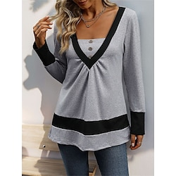 Women's Shirt Blouse Daily Basic Casual Long Sleeve Gray Fall Winter