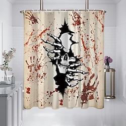 Halloween Shower Curtain Abyss Gothic Rose Skull Shower Curtain – Modern Machine Washable Waterproof Polyester Fabric for Bathroom Decoration – Includes 12 Hooks