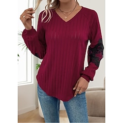 Women's Blouse Work Daily Stylish Modern Long Sleeve Red Spring Fall