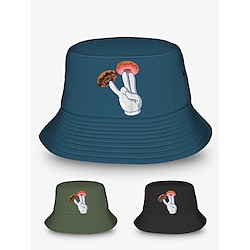 Men's Bucket Hat with Donut Peace Sign Graphic - Trendy Casual Sun Hat for Summer Outfits and Streetwear