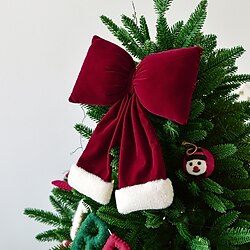 Large Red Bow, Christmas Bows Large Christmas Tree Decorations - Large Red Soft Bows for Christmas Tree Topper, Ornament, Holiday Wreaths Decoration, Home Decorative Bows