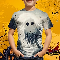 Halloween Boys 3D Graphic Ghost T shirt Tee Short Sleeve Summer Spring Fashion Basic Polyester Kids 4-12 Years Crew Neck Outdoor Casual Daily Regular Fit