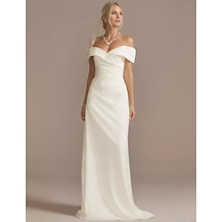 Wedding Dresses A-Line Sweetheart Cap Sleeve Floor Length Taffeta Bridal Gowns With Ruched 2024