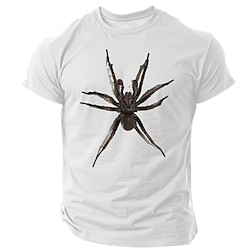 Animal Spider Halloween White Light Blue T shirt Tee Men's Graphic 100% Cotton Shirt Sports Classic Shirt Short Sleeve Comfortable Tee Summer Spring Fashion Designer Clothing S M L XL XXL