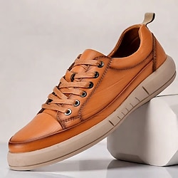 Image of scarpe da ginnastica casual da uomo in pelle di prima qualità - scarpe comode con lacci e suola resistente per l'uso quotidiano Lightinthebox