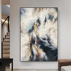 Light in the box landschap olieverfschilderijen op canvas handgeschilderd 3d textuur gouden folie en grijs berg abstract wandkunst hedendaagse grote schilderijen oningelijste woondecoratie voor woonkamer slaapkamer