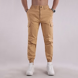 Light in the box Voor heren Cargohosen Broek nappi Elastische taille Meerdere zakken Effen Draagbaar Buiten Dagelijks KamperenWandelen Modieus Klassiek Zwart Leger Groen