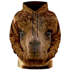 Light in the box Alpaca Voor heren Modieus 3D-afdrukken Trui met capuchon Hoodies Bruin Capuchon Zak 3D-afdrukken Herfst Winter Ontwerper Sweatshirt met capuchon