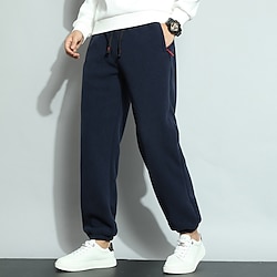 Light in the box Voor heren Sherpa Fleece broek Joggingbroeken Jogger Broek Trekkoord Elastische taille Zak met rits Effen Comfort Warm Volledige lengte Buiten Casual Dagelijks Sport Modieus Zwart blauw