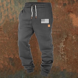 Light in the box Voor heren Joggingbroeken Jogger Broek Zak Trekkoord Elastische taille Nationale vlag Comfort Buitensporten Dagelijks Modieus Casual Zwart Donkergrijs Micro-elastisch