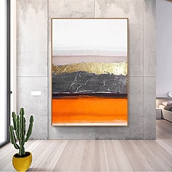 Light in the box prachtige kleurblokken wereld canvas schilderij grijs oranje goud folie groot handgeschilderde muur foto woonkamer abstract canvas kunst geen lijst