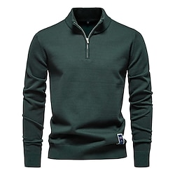 Light in the box heren kwart rits katoenen truien effen kleur casual sociale gebreide mock neck polo truien voor heren